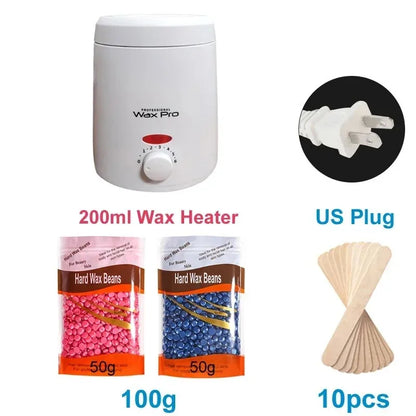 200ml Wax Melting Machine + 100g/200g /300g Wax Beans Set, Wax Heating, Wax Hair Removal And Wax Therapy Machine Wax Melting Pot