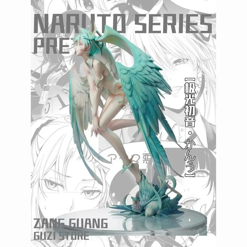 High Quality 27cm Aurora Hatsune Miku Action Figure Green Winged Elf Girl Resin GK Statue Anime Model Toy Desktop Ornament Gift