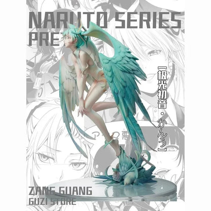 High Quality 27cm Aurora Hatsune Miku Action Figure Green Winged Elf Girl Resin GK Statue Anime Model Toy Desktop Ornament Gift