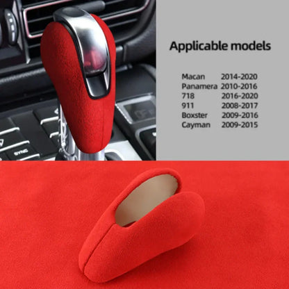 Car Gear Shift Knob Top Suede Wrap Trim Cover for Porsche Macan 95B Panamera 970 718 911 Interior Sticker Accessories