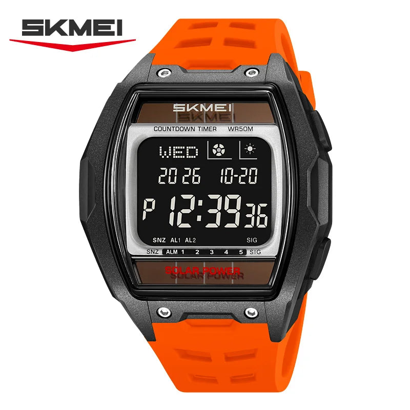 SKMEI 2750 Fashion Men Electronic Watch Solar Power Large Screen Luminous Calendar Multifunctional Outdoor Sport Watches for Man