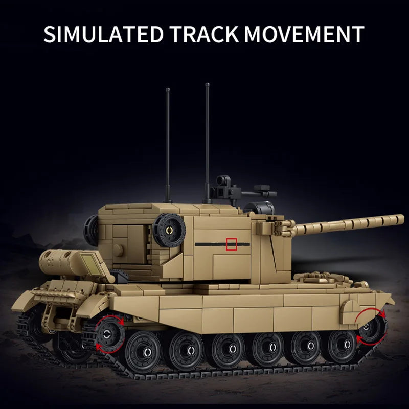 World Military War Ⅱ England FV4005 Tank Destroyer Building Blocks Bricks Set MOC FV4005 Heavt Tanks Kit Toys Gift For Adult