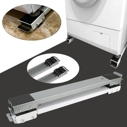 2Pcs Adjustable Washing Machine Stand Mobile Roller Bracket Refrigerator Base Multi-functional Dryer Holder Non-slip Mount