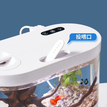 USB Mini Desktop Aquarium Built-in Water Pump / LED Light / Filter Self Circulation and Self Circulation Goldfish Tank