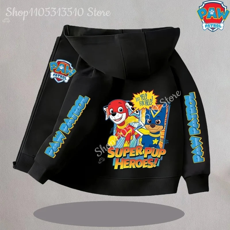 Paw Patrol Kids Thin Hooded Coats Anime Chase Zipper Sweatshirts Outwear Fashion Spring Fall Hoodies Sportwear Children Clothes