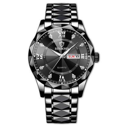 Male Mens Quartz Watches Top Brand Luxury Business Waterproof Luminous Large Dial Men Wristwatches Sports Stainless Steel Watch