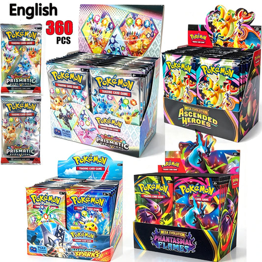 360Pcs/Set Pokémon Card MEGA EVOLUTION PHANTASMAL FLAMES Prismatic Evolutions Black Bolt English Booster Battle Transaction Card