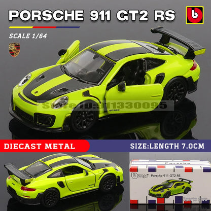 Bburago 1:64 Porsche 911 GT2 RS LAMBORGHINI sian fkp 37 Mustang GT500 Car Model Collection Kids Xmas Gift Toys for Boys Ferrari