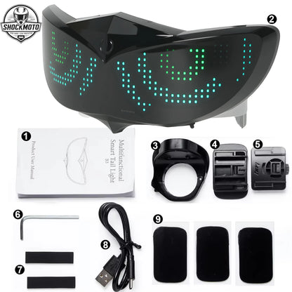 Motorcycle Helmet LED Display Bicycle Tail Light Bluetooth APP Controlled Smart Sensor Night Cycling Warning Safe Signal New
