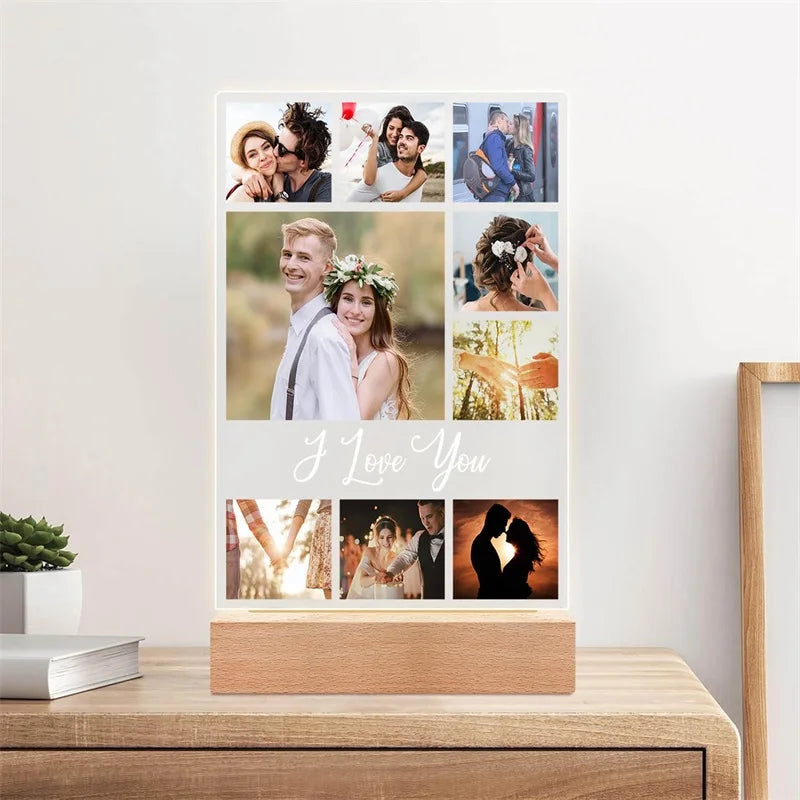 Custom Picture Frame with Photo Personalized Photo Frame with Night Light Customizable Photo Frames Christmas Birthday Gifts