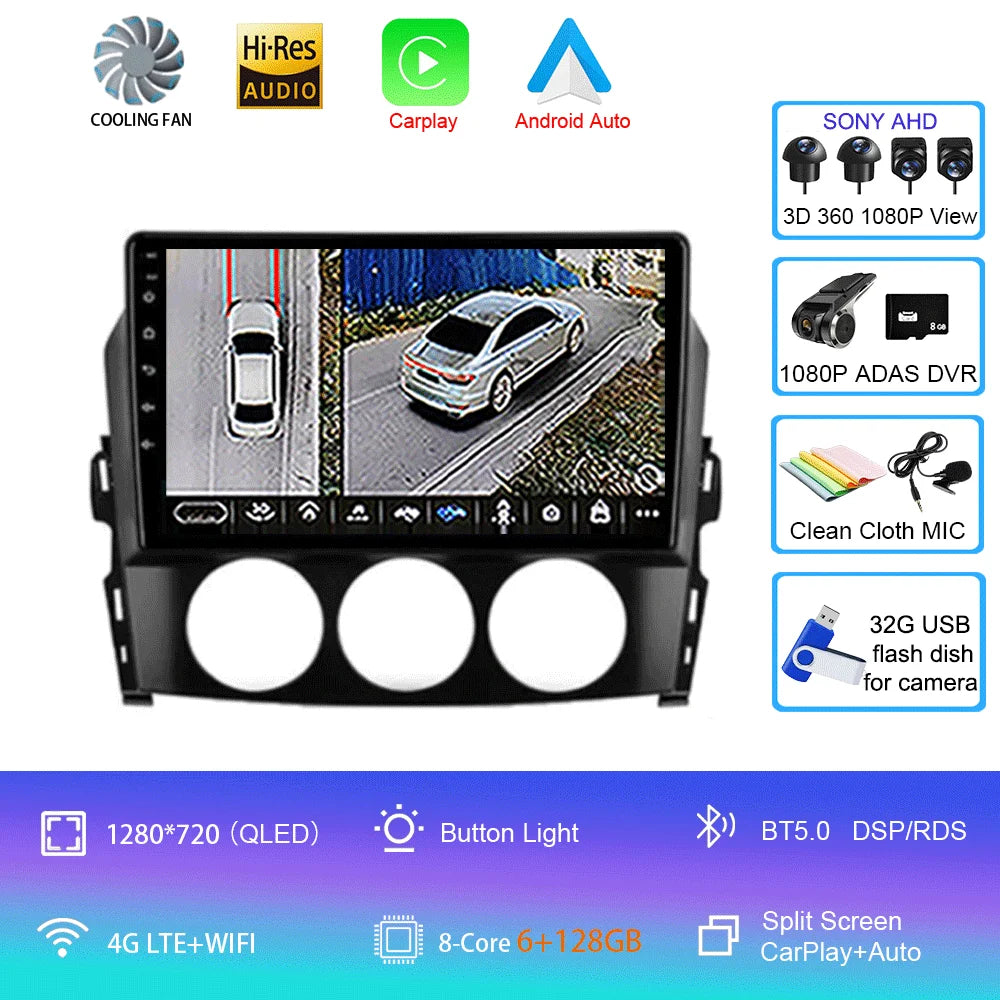 Android 16 Auto Car Radio Video Multimedia Player For Mazda Mx5 2005 - 2012 Navigation GPS Autoradio Head Unit Monitor Carplay