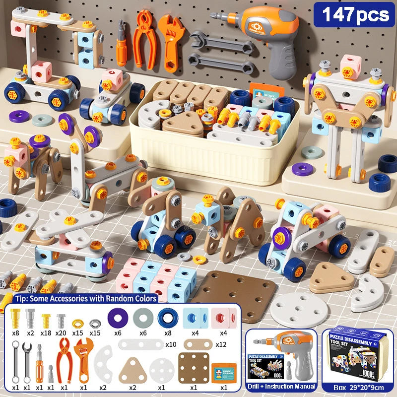 2026 New Kids Tool Set DIY Nut Assembly Toy Kit STEM 3D Puzzle Building Tools Montessori Toys Gifts for Boy Girl Repair Tools