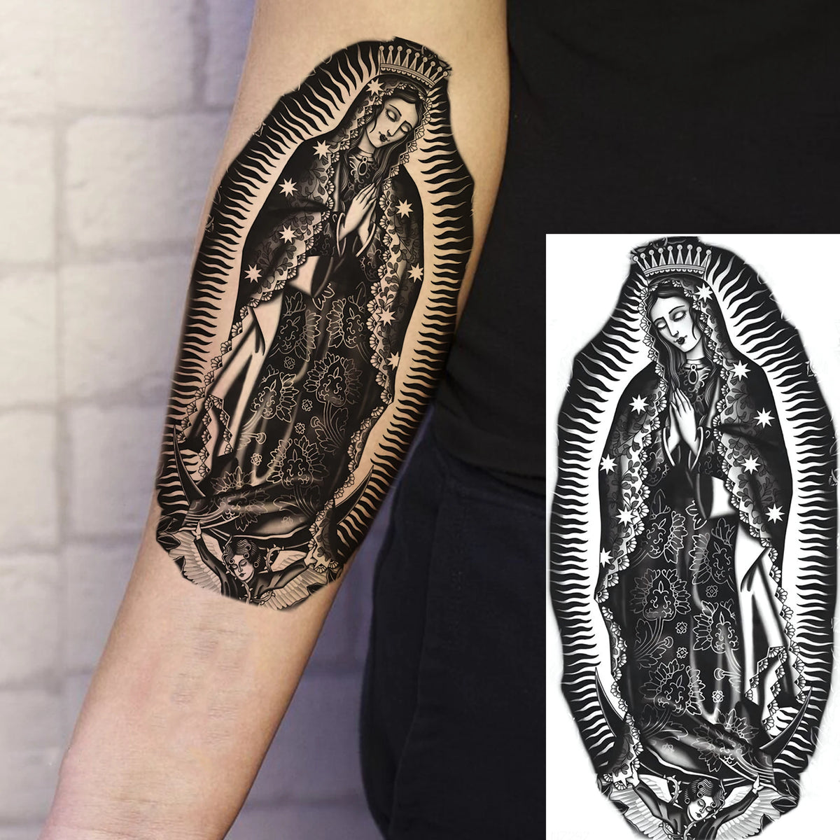 1 Sheets Chicano Prison Gangster Temporary Tattoos For Women Men Adults Fake Tattoo Sticker Water Transfer Self Adhesive Arm Leg