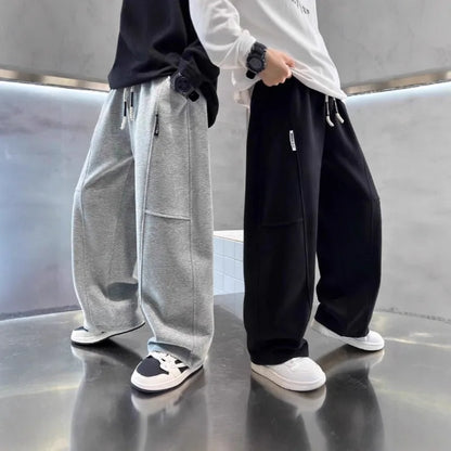UNITIM 2026 Autumn Teens Boys Sweatpants 4-14Yrs Kids Boys Wide Leg Pants Loose Elastic Waist Junior Children Boys Straight Pant