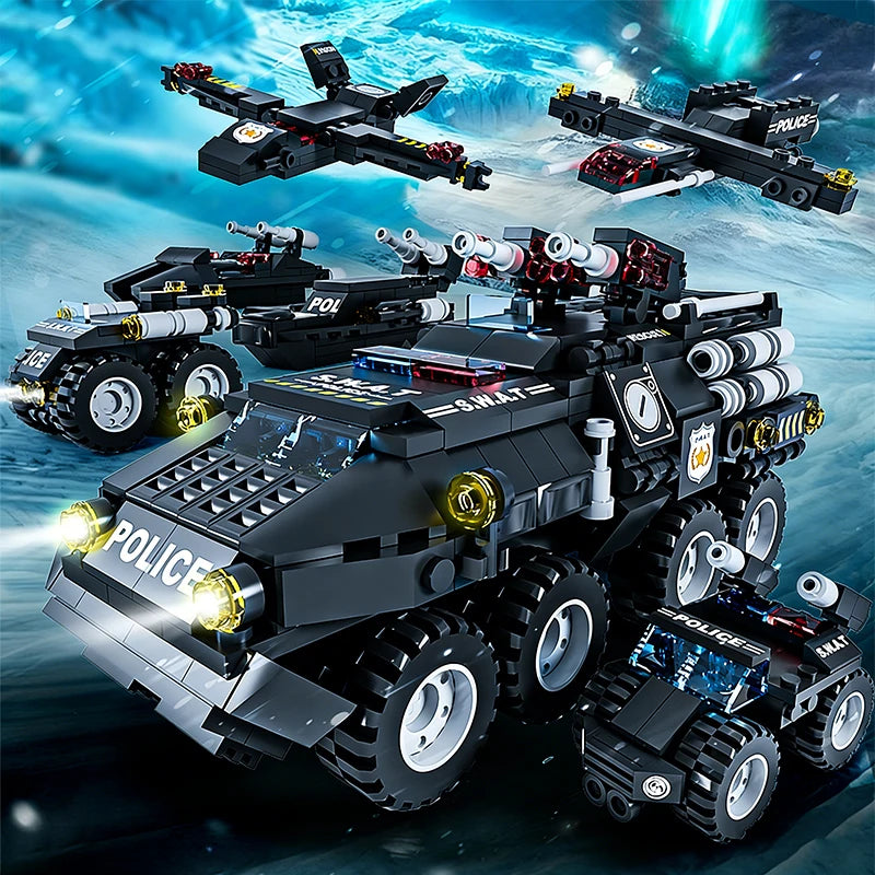 Urban SWAT Armored Vehicle Building Blocks Military Tank Police Car Construction Set Boys DIY Toys Christmas Birthday Gift