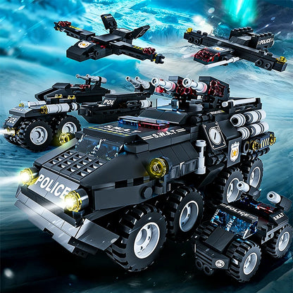Urban SWAT Armored Vehicle Building Blocks Military Tank Police Car Construction Set Boys DIY Toys Christmas Birthday Gift