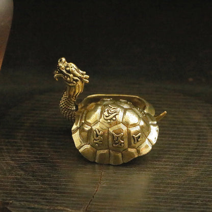 1 New Creative Dragon Turtle Incense Burner Ornaments Xuanwu Zen Office Desk Incense Seat Copper Ornaments