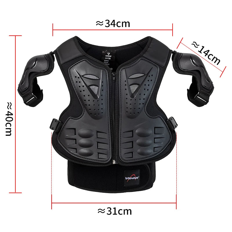 Kids Motorcycle Riding Body Armor/Elbow Knee Protector Children Motocross Back Vest Chest Off-Road Moto Cycling Protective Gear