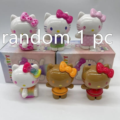 Kt Cat Summer Rainbow Candy Series Blind Box Mini Action Figure Cute Desktop Decor Display Collectible Toys Kids Festival Gifts