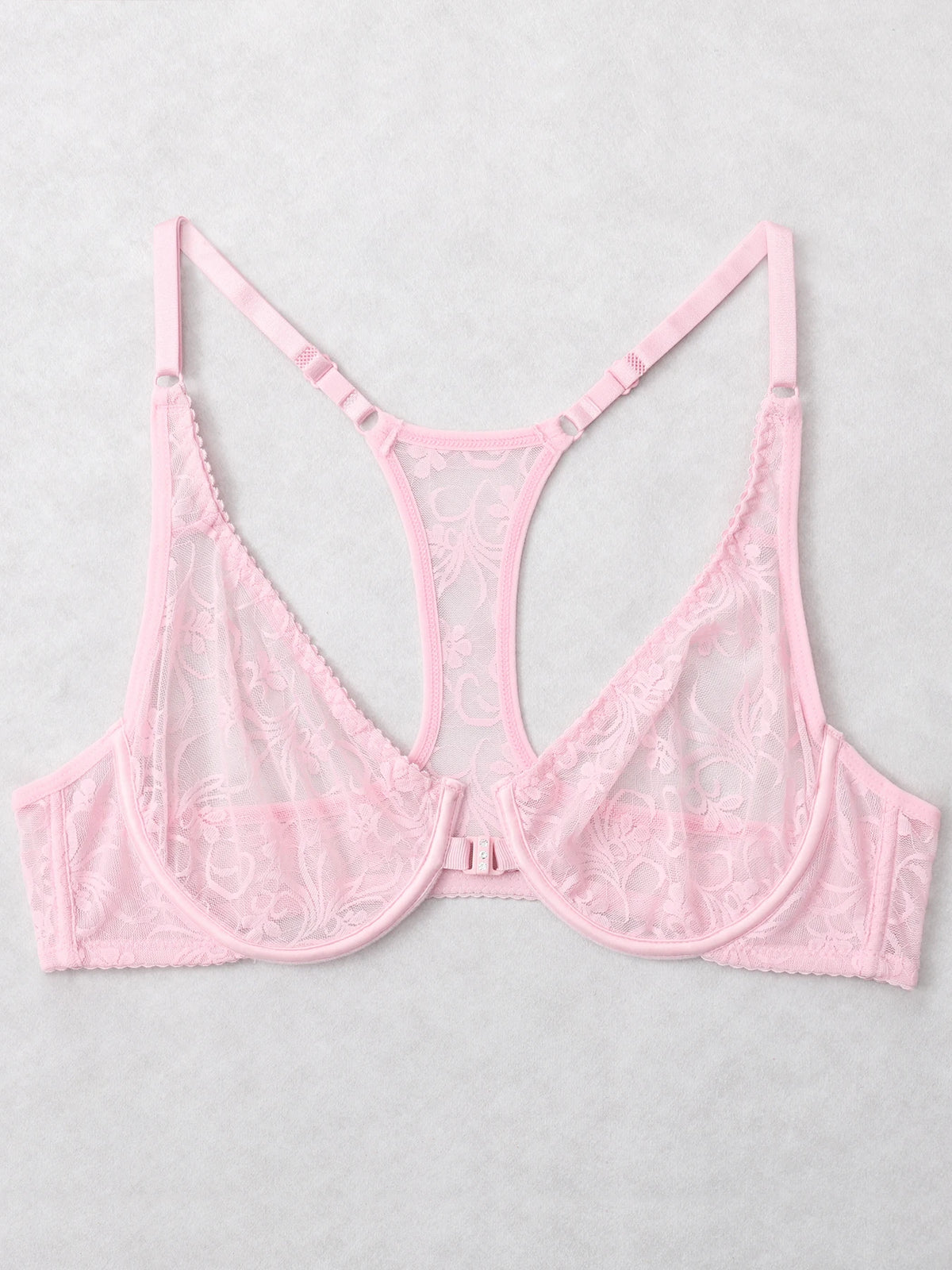 Front Button Women's Bra Lace Sheers Unpadded Sexy Lingerie BH Tops Flower Knitting Brassiere Underwire Underwear Plus Size Bras