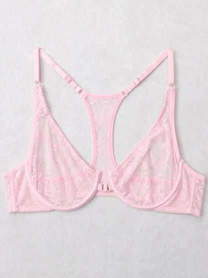 Front Button Women's Bra Lace Sheers Unpadded Sexy Lingerie BH Tops Flower Knitting Brassiere Underwire Underwear Plus Size Bras