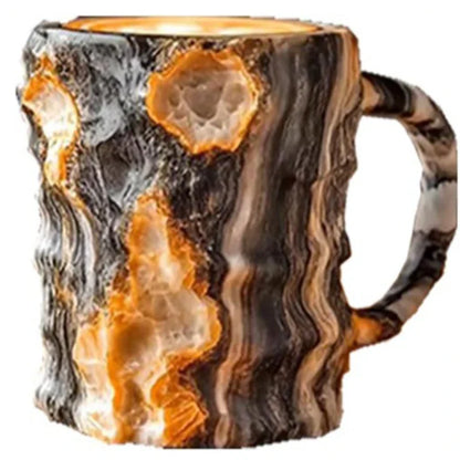 Mineral crystal coffee cup resin creative multi-color relief printing large capacity water cup color birthday gift mug