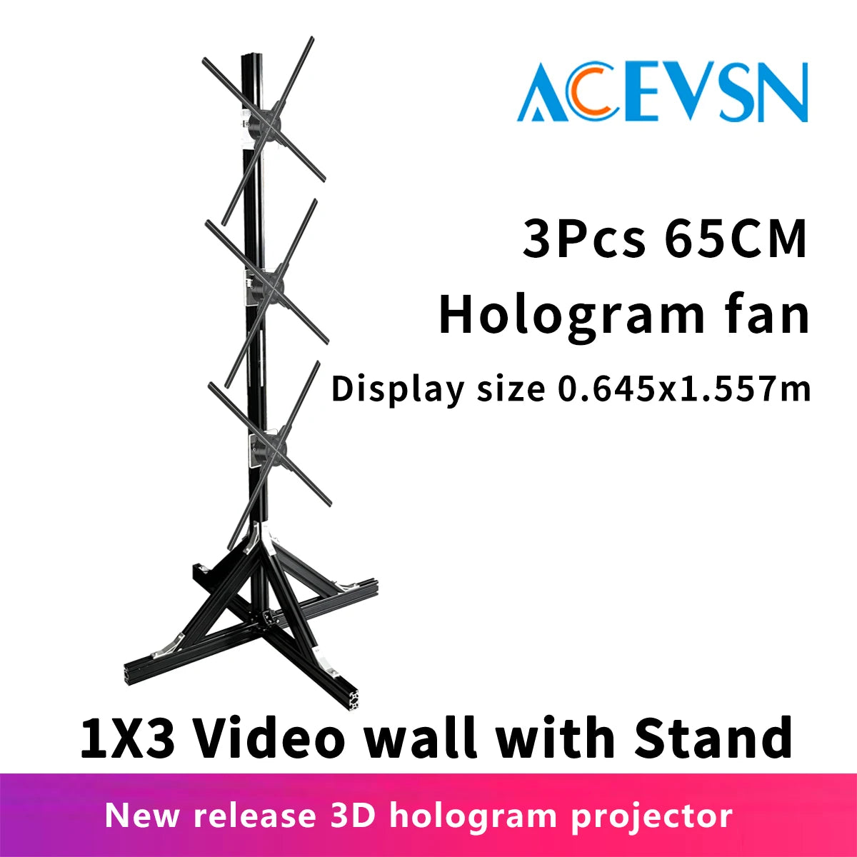 3pcs Hologram Projector Video Wall Synchronization Advertising Hologram Projector 3D LED Fan Display for Event New Year
