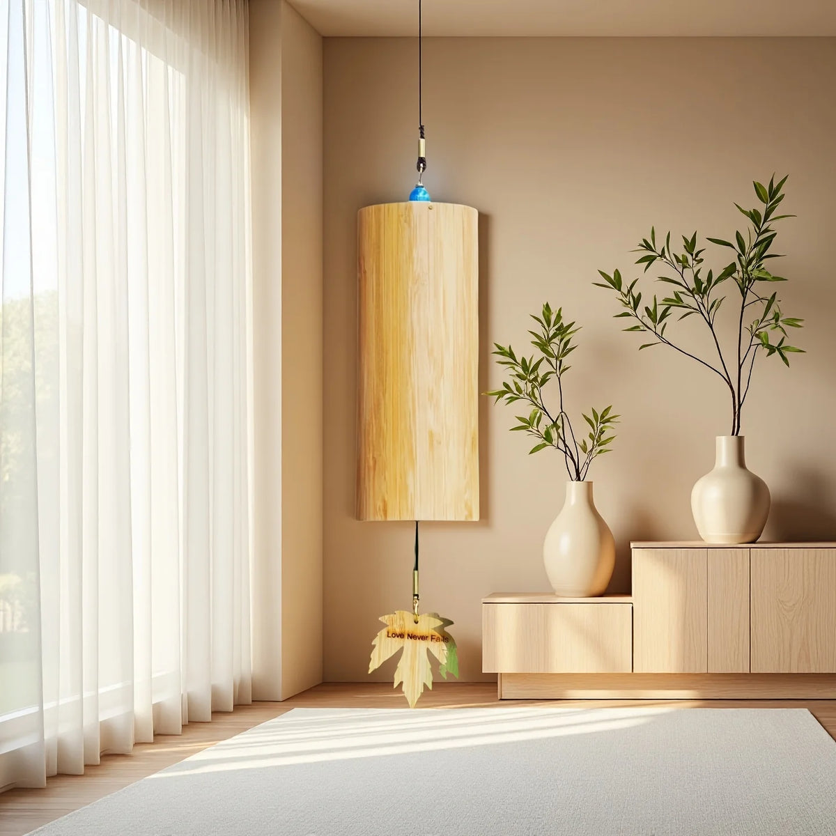 A Bamboo Wind Chime—Ideal for Traditional Chinese Style, Suitable for Retro/Summer Birthday/Hotel/Home/Bedroom/Wedding/Outdoor D