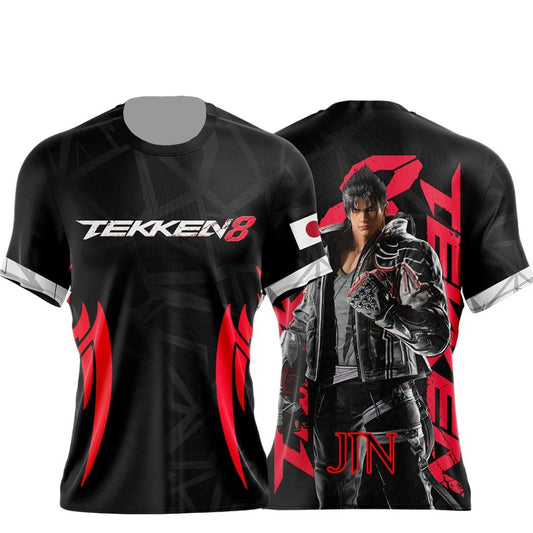 Bandai  Tekken 8 Jin Kazama 3D Quick Dry T-Shirt For Men Women Kids Summer Sports Game Tee Summer Outdoor Family Clothing