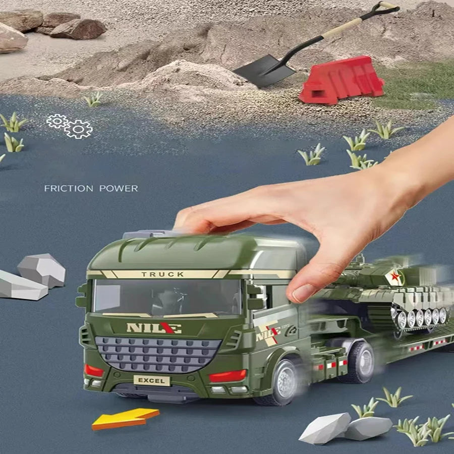 1pcs Scale-Carrier Container Engineering Set Vehicle Excavator Transport Truck Model Inertial Car Education Toys Gift for Childr