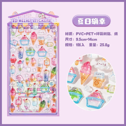 1Pc/Pack Cute 3D Embossed Stickers Material Perfect For Handmade Diy Scrapbooking Journaling Supplies Phone Case Photo Frame