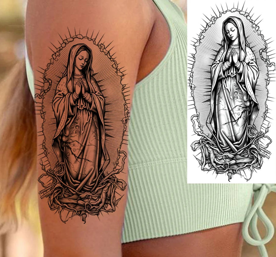 1 Sheets Chicano Prison Gangster Temporary Tattoos For Women Men Adults Fake Tattoo Sticker Water Transfer Self Adhesive Arm Leg