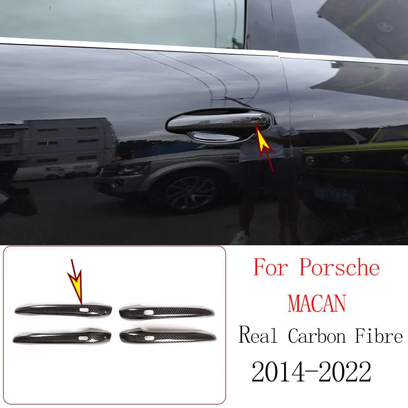Real Carbon Fiber For Porsche Macan 2014-2020 Inner Door Central Control Gear Panel Cover Door Sill Trim Stickers Accessories