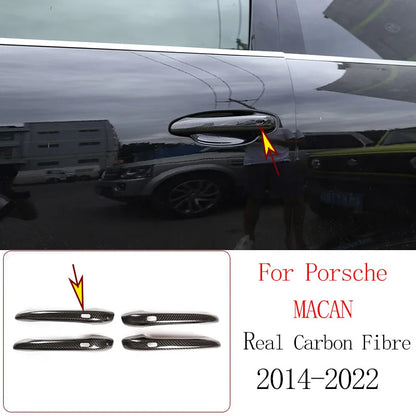 Real Carbon Fiber For Porsche Macan 2014-2020 Inner Door Central Control Gear Panel Cover Door Sill Trim Stickers Accessories