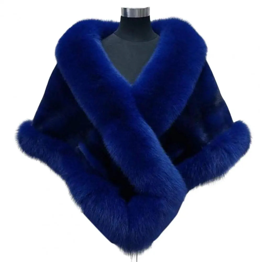 Luxury Fur Women Poncho Fluffy Shawl Fur Evening Dress Shawl Wedding Banquet Shawl Dress Shawl Plush Cape Coat Women Jackets