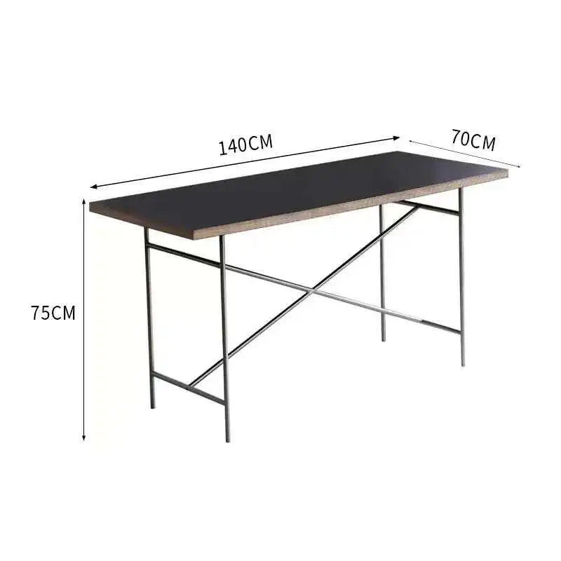 Stainless Steel Leg Rectangular Solid Wood Conference Table Office Desk Writing Living Room Table Mesa Office Furniture KMOD