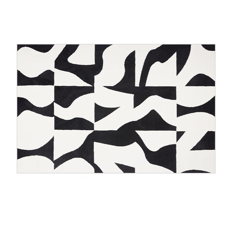 Modern Luxury Carpets for Living Room Fluffy Soft Plush Rug Black White Lines Bedroom Decor Carpet Large Area Washable Study Mat