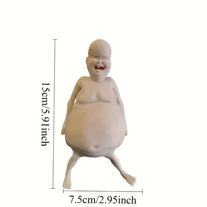 Funny Belly Doll - with Expressive Eyes & Fluffy Ears Easy-Clean Silicone Material for Adult Party Decor, Quirky Home Decoration
