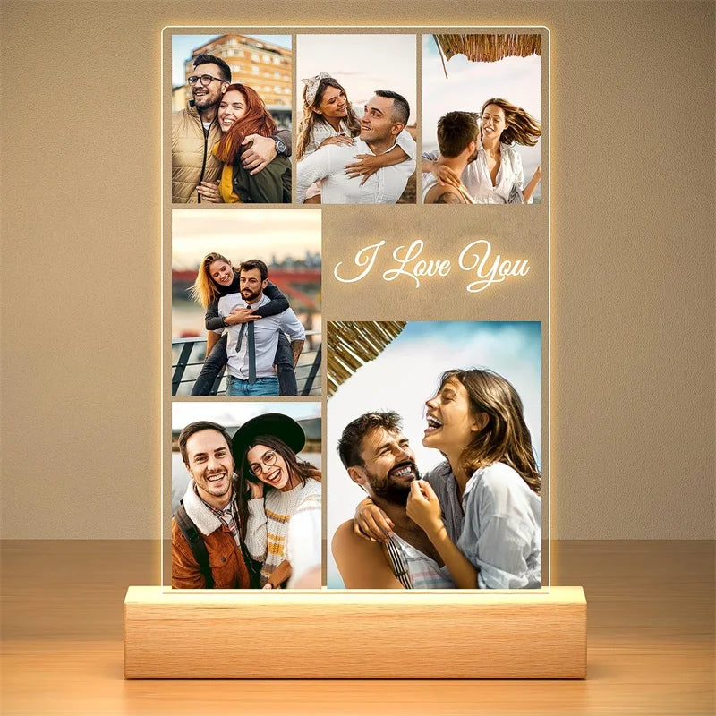 Custom Picture Frame with Photo Personalized Photo Frame with Night Light Customizable Photo Frames Christmas Birthday Gifts