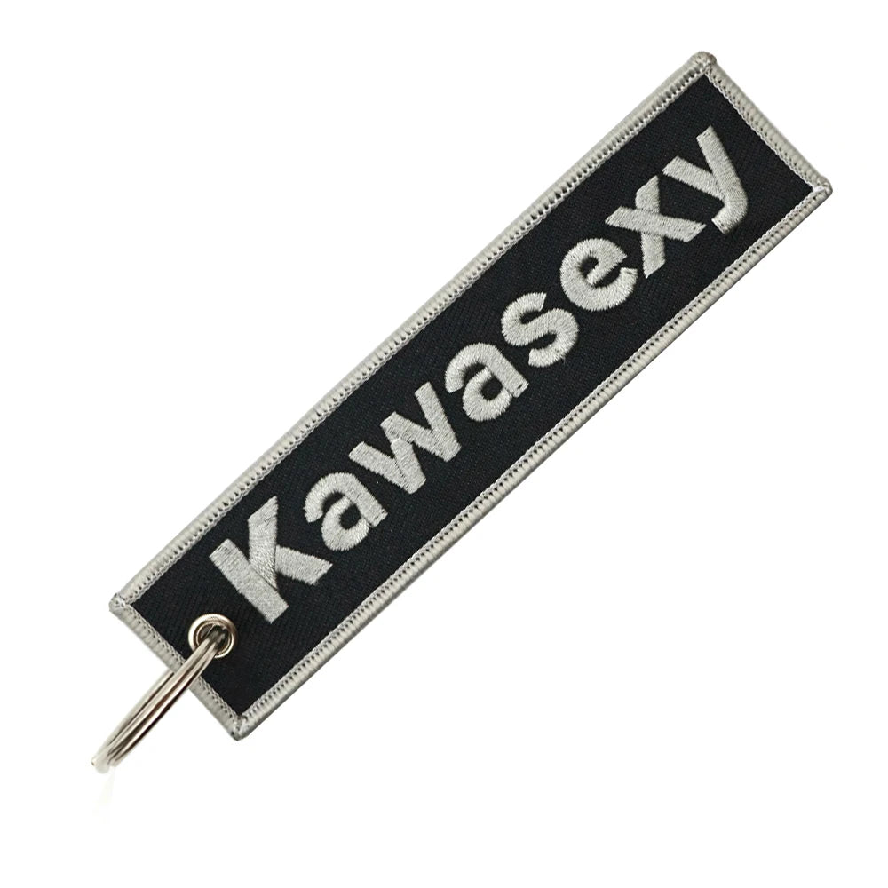 JDM Kawasexy Logo Key Chain For Kawasaki Motocycle Key Ring Cars Keychain Gifts Double Sided Embroidery Fashion Keychain