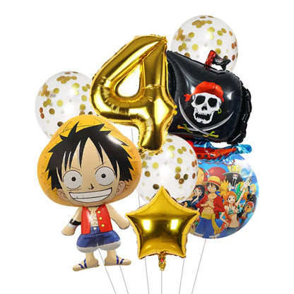 Anime One Piece Aluminum Film Balloons Luffy Shape Foil Balloon Boys Birthday Party Decoration Items