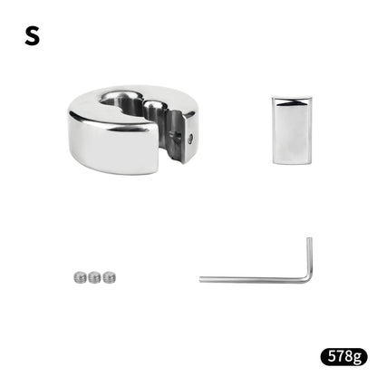LEZEE Stainless Steel Semen Lock Rings Scrotum Drop Ring Heavy Metal Testicular Stretcher Rings Weight Hanging BDSM Cockring