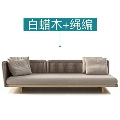 Woven Rattan Outdoor Sofa with Solid Wood Base, Weather-Resistant Patio Couch, 3-Seater Lounge Sofa for Balcony & Garden