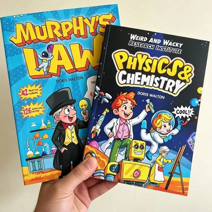 2PCS Kids Educational Comic Book Set Physics & Chemistry  Murphy's Law Fun Science Life Wisdom Gift for Boys Girls English Books