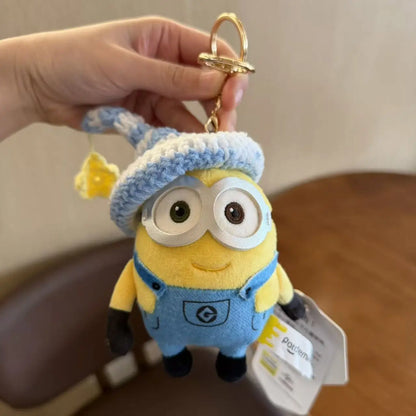 Genuine Cute Little Yellow Minion Bob Backpack Pendant Cartoon Plush Doll Keychain Bag Doll Decoration Birthday Gift