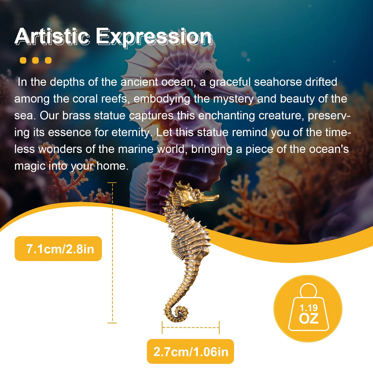 Copper Seahorse Statue Mascot Exquisite Crafts Ornaments Brass Seahorse Sculpture Office Decoration Business Gift