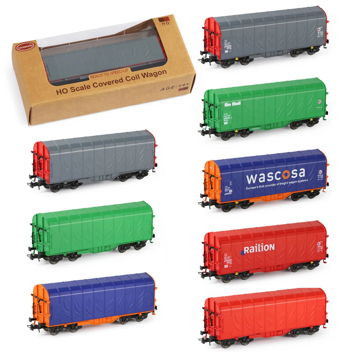 C8762 Evemodel Model Trains HO Scale 1:87 Covered Coil Wagon Freight Car