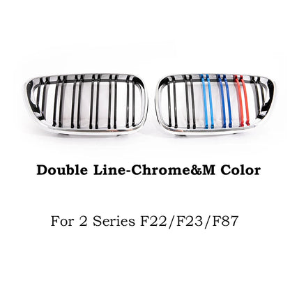 Chrome Silver Frame Grill M Color Double Slat Kidney Grille For BMW 2 Series F22 F23 M2 F87 218i  220i 228i 230i M235i M240i