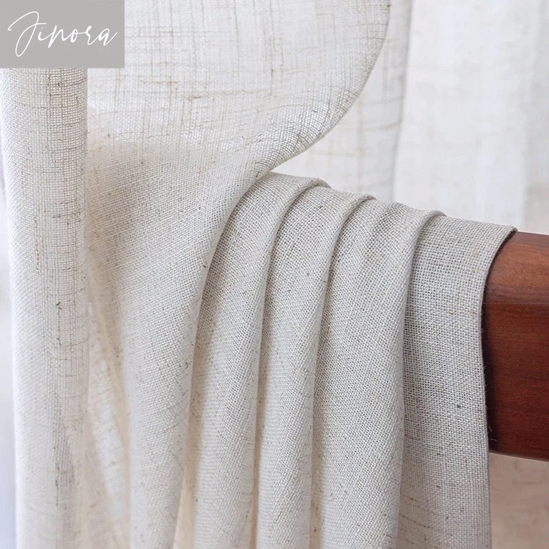 Cotton and Linen Texture Translucent Curtains for Bedroom Living Room with UV Protection Sheer Curtain Window Screen Yarn Custom