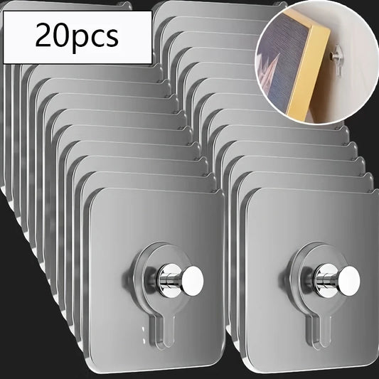 20pc Strong Adhesive Photo Frame Hook No Drilling Picture Frame Hanger Seamless Oil Painting Mirror Picture Frame Removable Hook